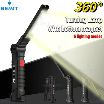 KLAS Baterka USB Nabíjateľné Pracovné Svetlo Magnetické Lanterna Visí Lampa s vstavanú Batériu, Camping Pochodeň 360° stolná Lampa