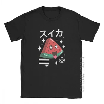 Muži T-Shirts Kawaii Melón Módne Tee Tričko 100% Bavlna Roztomilý Potravín Japonský T Košele Crewneck Oblečenie Grafický Dizajnér