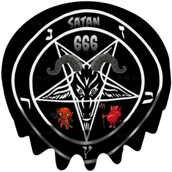 Pentagram S Baphomet Binárne Satanic Symbol Tetovanie Mačka Catan Kozie Hlavy Textílie Okrúhly Obrus