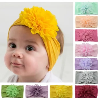 0-7 Rokov Dieťa Dievča Vlasy Príslušenstvo Nylon Headdress Šifón Kvety pre Deti s Baby Soft Hairband Pančuchy hlavový most.