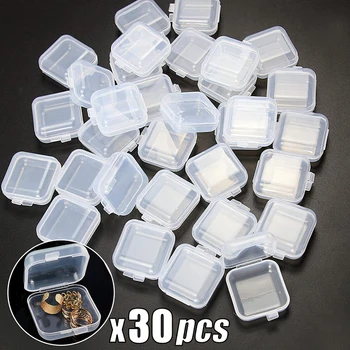 1/30Pcs Mini Square Box Náušnice Šperky Skladovacích Kontajneroch, Prenosných Malé Priehľadné Číre Plastové Prípade Remesiel Korálky Organizátor