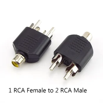 1 RCA Samica 2 RCA Samec Adaptér AV Audio Konektor Y Splitter Konektor Audio Converter Pre Počítač, TV, MP3