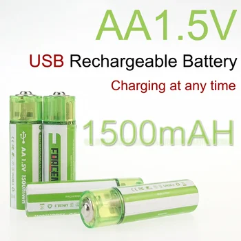 100% zbrusu nový AA 1,5 V nabíjateľná batéria 1500mAh USB, diaľkové ovládanie bezdrôtovej myši