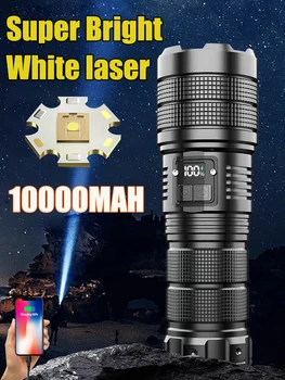 1000W Biela Laserová Ultra Svetlé Baterka XHP360 LED Zoomovateľnom Pozornosti Dlhý Rad Núdzové Pochodeň USB C Nabíjateľná Odnímateľný