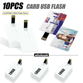 10PCS Vlastné Logo Vytlačiť Obrázok 4 GB 32 GB USB Flash 8GB, 16GB Kreditnej Karty kl ' úč Obchodné Meno Tvarované Pamäťový kľúč USB