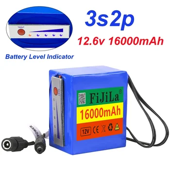 12,6 v lítium-batterie 12v 18650 3s2p batterie 16000mah anzeige organizáciu licht für fisch detektor unterwasser angeln kamera