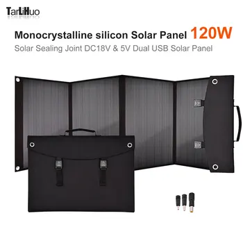 120W Monokryštalické Kremíka Skladací Solárny Panel 18V DC Prenosné PV Dosky Vonkajšie Slnečné Skladacia Taška USB QC3.0 Rýchle Nabitie