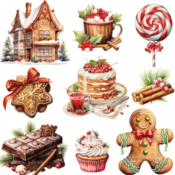 16Pcs/Pack Vianočný Dezert Gingerbread House Nálepky DIY Plavidlá Scrapbooking Album Nevyžiadanej Vestník Dekoračné Nálepky