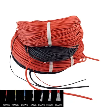 1m červená čierna Tepelne-odolné, Mäkké Elektrické Silikónové Drôt Medený Kábel, batéria konektor 8 10 12 14 16 18 20 22 24 26 28awg