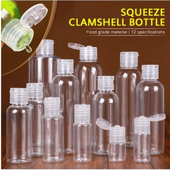 1pc Naplniteľné Transparentné Prázdne Fľaše Plastové Prenosné Fľaše Cestovné Kontajner Naplniteľné Kozmetika Kontajner 5ml-120ml