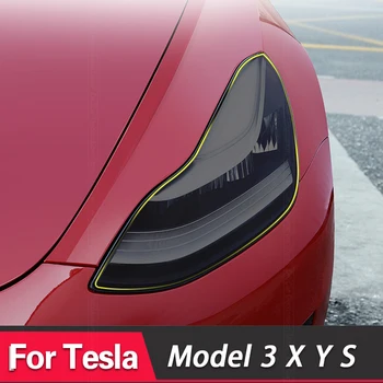 2 Ks Pre Tesla Model 3 X Y S Auto Svetlometu Odtieň Dym Čierny Ochranný Film Ochrany Transparentné TPU Auto Nálepky Príslušenstvo