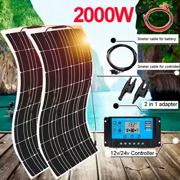 2000W18V Flexibilný Solárny Panel Nabíja Panel Fotovoltaické Bunky Súčasti Systému, Vysoká Účinnosť Portable Power Bank RV Yacht