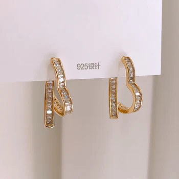 2023 Nové Módne Šperky 14K Zlata plátovaného Láska Náušnice Zirkón Pred Po náušnice Luxusné dámske Večerné Party Doplnky