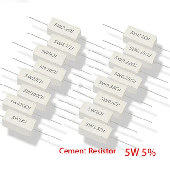 20pcs 5W 5% Cementu Odpor Silu, Odolnosť 0.01 R 0.05 R 0.1 R 0.15 R 0.22 R 0.25 R 0.27 R 0.01 0.05 0.1 0.15 0.22 0.25 0.27 ohm