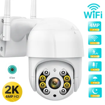 2K 4MP HD PTZ IP Kamera, Vonkajšie 2MP Bezdrôtový WiFi Kamera AI Ľudských Zistiť obojsmerné Audio 1080P Domáce Bezpečnostné CCTV Kamera P2P iCSee