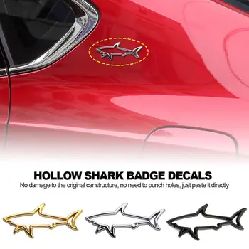 3 farby 3D Kovové Auto Styling Nálepky Duté Rýb, Žralokov, Znak, Odznak Obtlačky Automobily Motocykle Počítač Palivo Spp Príslušenstvo