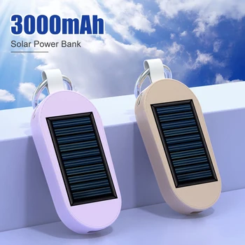 3000mAh Prenosné Solar Power Bank Nabíjačky, Solárne aplikácie Keychain Mini TYP C Power Bank S Bezdrôtové Sledovať Rýchle Nabíjanie Power Bank