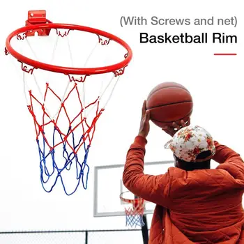 32 cm Kovové Nástenné Závesné Basketbalová Obruč, Basketbal Rim Pomocou Skrutiek, ktoré sú Namontované Cieľom Hoop Čisté Vnútorné Vonkajšie Závesné košíky Net