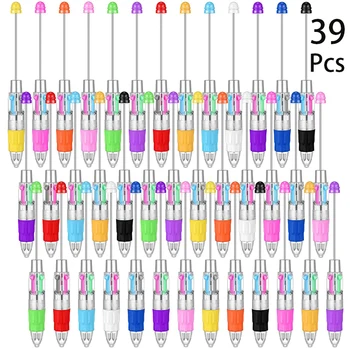 39 Ks 4 v 1 Multicolor Beadable Perá Plastové Guľôčky Perá Korálkové Perá DIY Perličiek Guľôčkové Pero 4 Farebné Atramenty