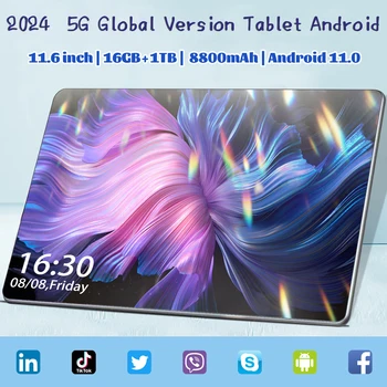 5G 2024 Globálna Verzia 11.6 Palcový Tablet Android 16 GB RAM 1 TB ROM 8800mAh MTK6797 Android 11.0 Wifi Dual SIM Karty Siete