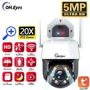 5MP Tuya 20X Optickým PTZ Zoom Bezpečnostná Kamera Vonkajšia Farebná Nočné Videnie WiFi Video Kamery, Automatické Sledovanie 4K