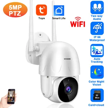 5MP Tuya Wifi PTZ Kamery Vonkajšie Inteligentný Život Bezdrôtového Zabezpečenia protokolu IP Cam 2 Way Audio CCTV Mini Speed Dome Kamera, Video Dohľad