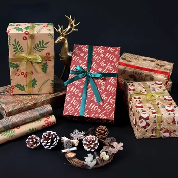 6PCS Vianočný Baliaci Papier, Santa Claus Vianočný Stromček, Knihy, Baliaci Papier Vianočný Baliaci Papier, Kvet Balenie