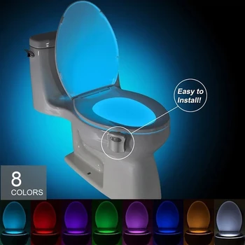 8 Farba Wc Nočné Svetlo Atmosféru Podsvietením Závesné Wc Sedadlo Lampa S Ľudským Telom, Inteligentný Senzor Kúpeľňa Wc
