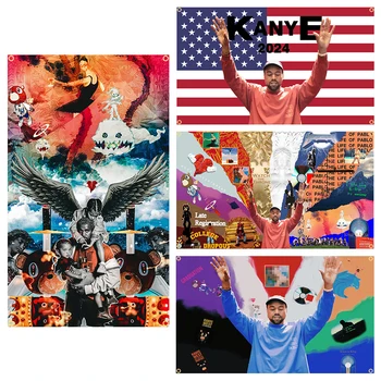 90x150cm Americký Spevák a Rapper Kanye Vlajka Západ Život Pablo Ruky Banner Dekorácie Gobelín FLAGCORE