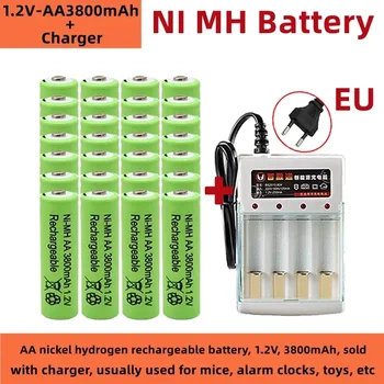 AA nikel vodíka nabíjateľnú batériu, 1.2 V, 3800mAh, predáva sa s nabíjačky a zvyčajne sa používa pre myší, alarm, hodiny, hračky, atď.