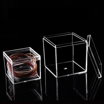 Akrylový Box s Vekom, Plastové Námestie Kontajnerov,Cube Box Úložný Box pre Candy Pilulku Šperky Zásuvky Organizátori Svadobný Dar Box