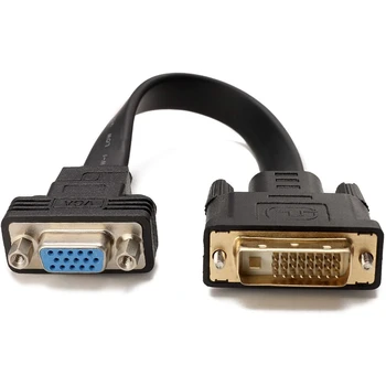 Aktívne DVI-D Dual Link 24+1 Samec Na VGA Ženské Video S Plochý Kábel Adaptéra Prevodník Pre PC, DVD, Monitor HDTV