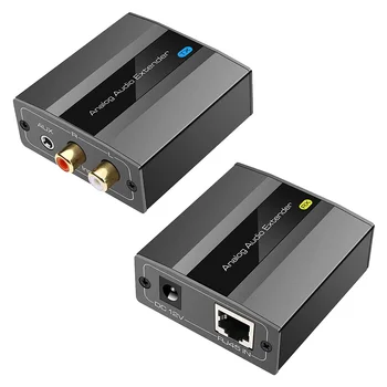 Analógový Audio Extender RCA, 3.5 mm Stereo Cez Ethernet Jednom Cat5E/6/7 Kábla Až 500M Audio Converter EÚ Plug