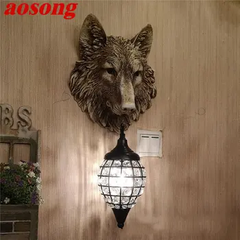 AOSONG Moderné Vlk, Nočné Lampy, Svetelné Tvorivé Dekoratívne Crystal Stenu Sconces Led pre Domáce Obývacia Izba, Veranda