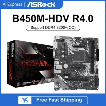 ASROCK B450M-HDV R4.0 ATX základná Doska 2×DDR4 PCI-E 3.0 M. 2 SATA 3 USB3.1 HDMI Zásuvka AM4 Pre 2. ročník/1. Generácie AMD Ryzen cpu placa mae