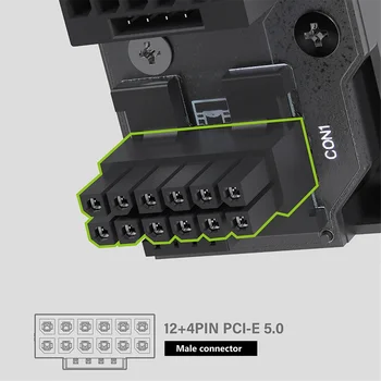 ATX3.0 12VHPWR 12+4 16Pin PCIe5.0 450W Napájací Kábel Adaptér 180 Stupňov Konektory pre RTX 4090 4080 4070,Čierna