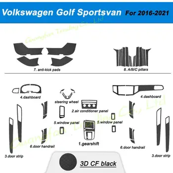 Auto-Styling 3D5D Uhlíkových Vlákien Interiéru Vozidla stredovej Konzoly Zmena Farby Liatie Nálepky, Nálepky Na Volkswagen Golf Športové 16-21