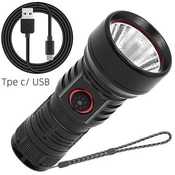 Baterka High-lumen nabíjateľná, ultra-svetlý high-power LED taktické svietidlo ručné USB vhodné pre núdzové, camping