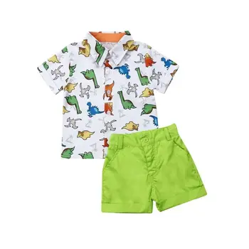 Batoľa Baby Boy Šaty Letné Nastaviť Multi Dinosaura Tlač Tričko Topy Krátke Nohavice Ležérne Oblečenie 2ks Oblečenie