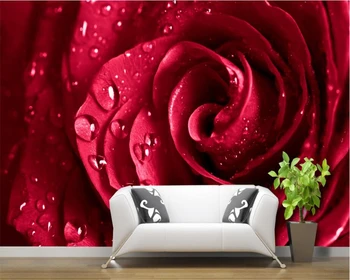 beibehang stenu papier, Domáce dekorácie, maliarstvo, 3d Tapety červené ruže kvapiek kvety krásne pozadia na stenu abstraktných de parede
