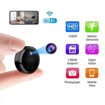 Bezdrôtový WiFi Mini HD 1080P Videnie Night Malé Cam Kamera kamerový Bezpečnostný Detekcie Diaľkové Krytý Smart Home Webkamera