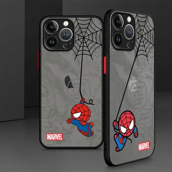 Cartoon Marvel Spiderman puzdro pre iPhone 7 6S SE XR 13 XS X 11 Pro Pro 15 14 Pro Max 12 Mini 8 a 13 Pro Matte Jasné Kryt