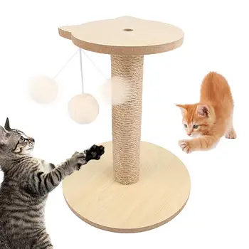 Cat Tower S Poškriabaniu Post Sisal Cat Scratch Veža S Načechraný Gule Interaktívne Sisalové Lano Mačka Škrabe Post Strom