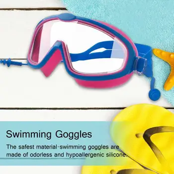 Chlapci Dievčatá Plávanie Okuliare S zátkové chrániče sluchu HD Vodotesný, Anti-fog Nastaviteľné Plávanie Okuliare Okuliare vo veku 3-15