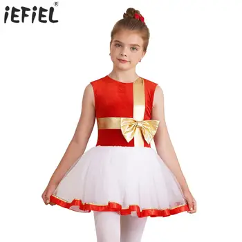 Deti, Dievčatá, Elf Vianočný Tanečný Kostým Flitrami Bowknot Tutu Šaty Vianoce, Nový Rok Party Výkon Krasokorčuľovanie Balet Obleky
