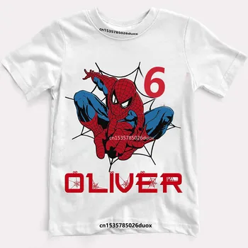 Deti Spiderman 3 4 5 6 7 Narodeniny Chlapec Letné Tričko Narodeniny Vlastné Meno Strany Dieťa Oblečenie Spiderman Narodeninám T-shirt