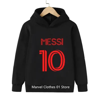 Detský futbalový idol Messi s Kapucňou, Deti, Č. 10 logo fashion street voľné hoodie jeseň chlapci a dievčatá sveter