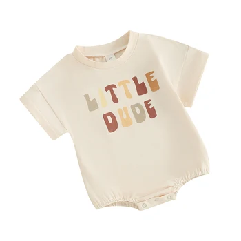 Dieťa, Chlapec, Dievča, Krátky Rukáv Bublina Romper List Tlač Nadrozmerné T-Shirt Kombinézu Top Novorodenca Letné Oblečenie