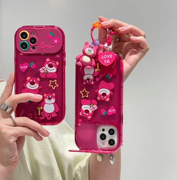 Disney Jahoda Medveď S 3D Bábika ozdoby make-up zrkadlo držiak Telefónu puzdro Pre Iphone 11 12 13 Pro Max Xs Xr Kryt