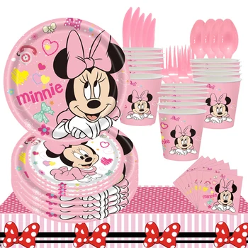 Disney Minnie Mouse Tému Party Dekorácie Balóny Minnie Papierové Taniere Poháre Obrúsky Dievčatá Narodeninovej Party Dodávky